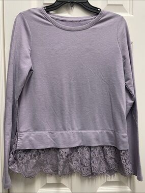 Kohl's Lavender Long Sleeve Lace Hem Girls Top